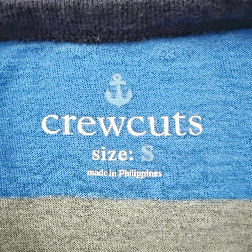 Crewcuts | Wide Stripe Long Sleeve Tee (S) 💙🩶💙